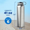 thumbnail image 5 of 6 Stainless Steel Vacuum Water Bottles Set, 41 oz. - Double wall - Silver, 5 of 5