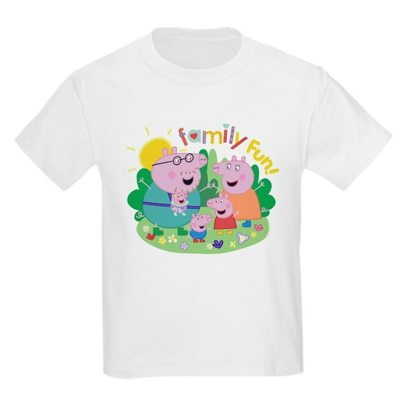 CafePress - Peppa Pig: Family Fun! Kids T Shirt - Light Classic Kids Graphic, Short Sleeve T-Shirt, Sizes XS-XL