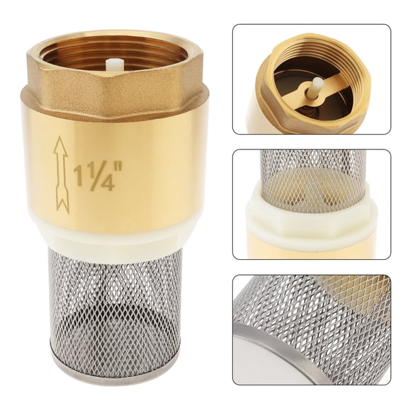 1-1/4inch DN65 Water Pump Bottom Valve Brass Check Valve for Agricultural Irrigation / Industrial Piping with Stainless Steel Strainer, Foot Valve One Way Check Valve