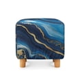 thumbnail image 2 of SCRAWLGOD Marble Print Navy Blue Stretch Square Ottoman Cover Breathable Folding Storage Stool Furniture Protector Soft Square Slipcover with Elastic Bottom for Living Room, 2 of 7