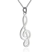 FASHIONJUNKIE4LIFE Sterling Silver Music Treble Clef Pendant Necklace, 18" Chain