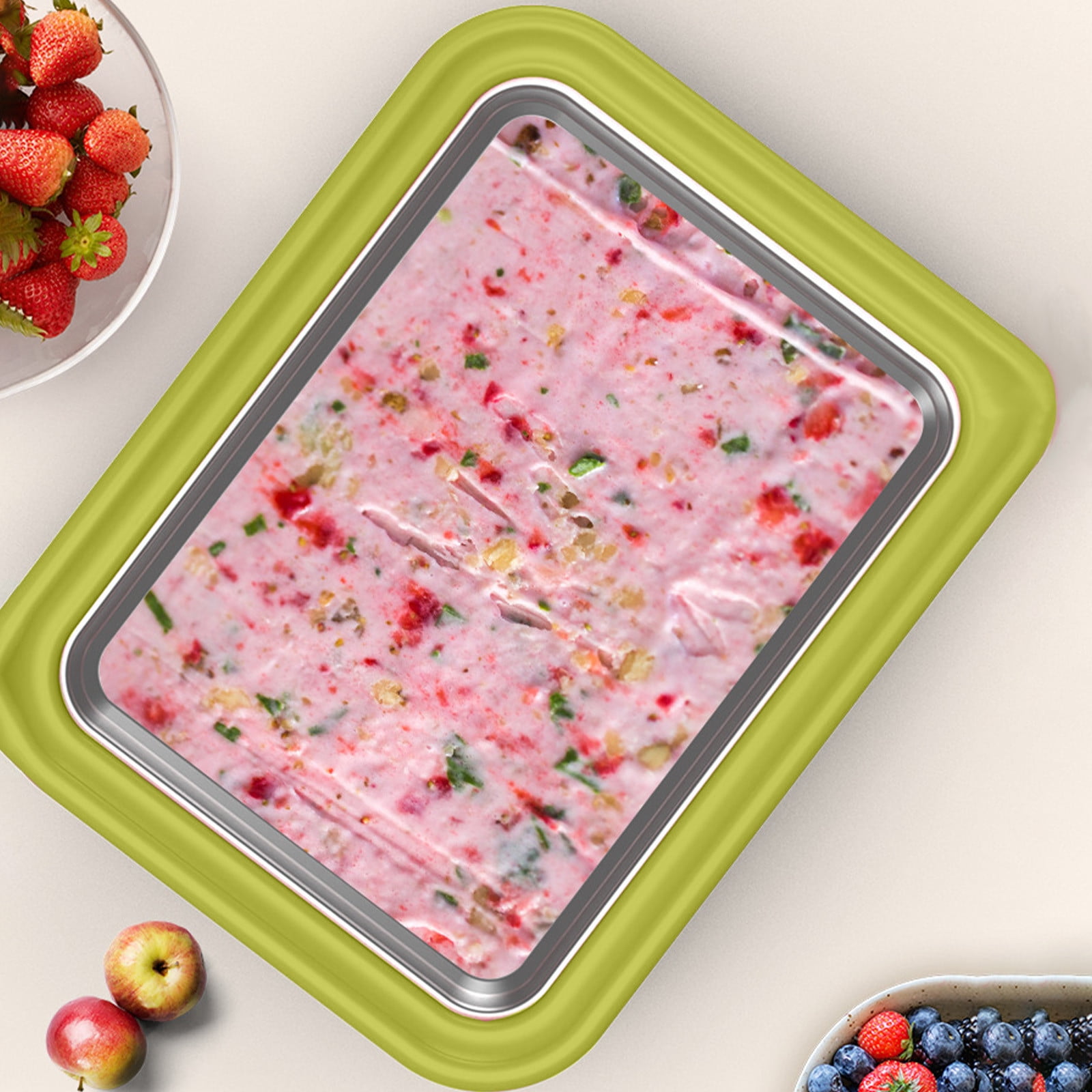 Gnmfd Mini Yogurt Ice Cream Maker Stainless Steel Household Ice Tray Frozen Dessert Machine No Electricity Needed for Summer Cooking Healthy Snack Party
