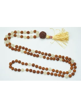 Mogul 108 Bead Rudraksha Beads White Agate Wrap Bracelet or Necklace