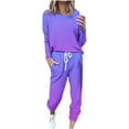 thumbnail image 2 of Frostluinai Outfits for Women 2 Piece Sets Trendy Gradient Tracksuits Long Sleeve Shirts Drawstring Waist Joggers Plus Size Lounge Sets with Pocket, 2 of 5
