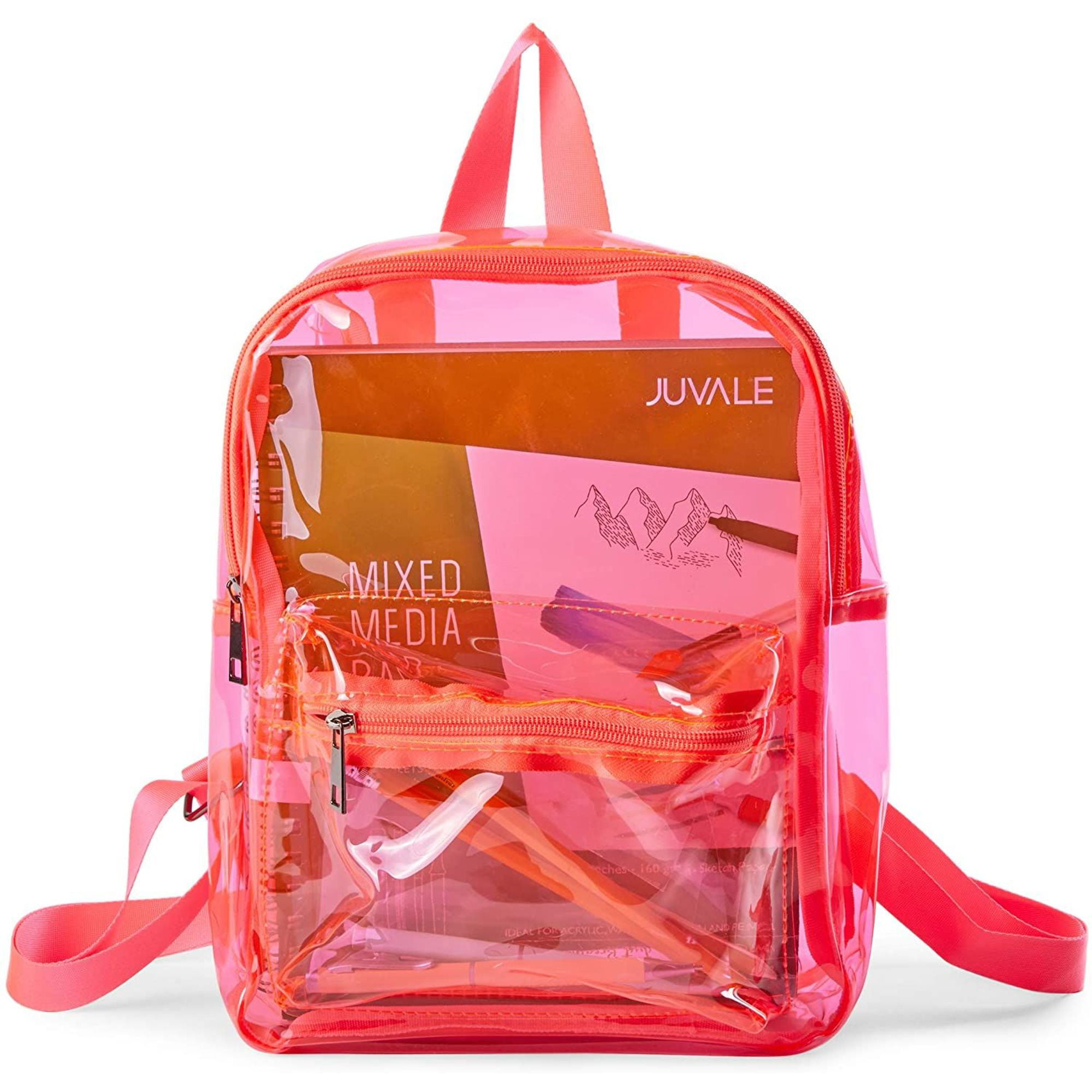 Pink Heavy Duty See Through Backpack Transparent Backpacks Stadium Approved Clear Backpack 