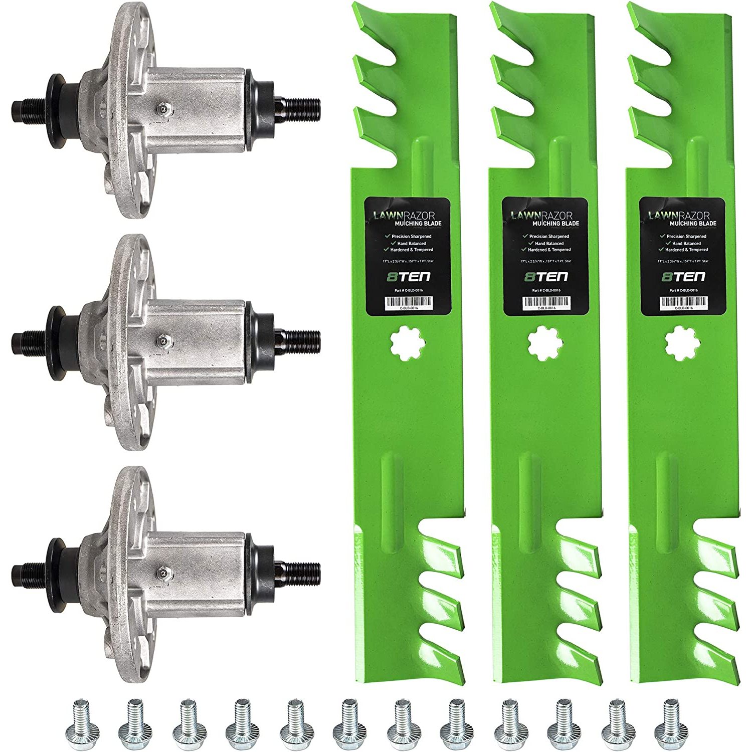 Deck Blade Spindle Kit Combo Set for John Deere 145 155C D140 D150 D160