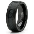 thumbnail image 2 of Metal Masters Mens Tungsten Carbide Ring Carbon Fiber Inlay Hammered Wedding Band Black 8mm, 2 of 4