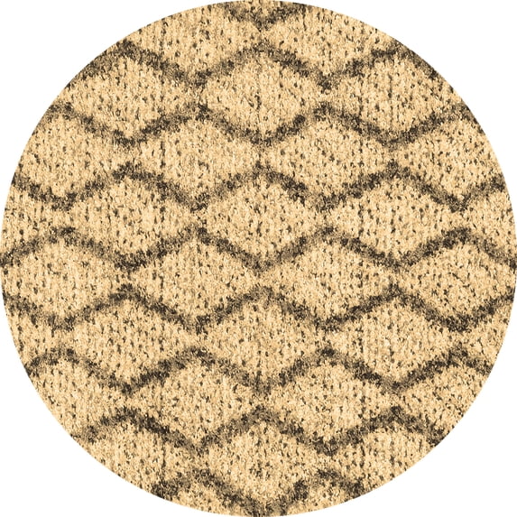 Ahgly Company Indoor Round Trellis Brown Modern Area Rugs, 6' Round