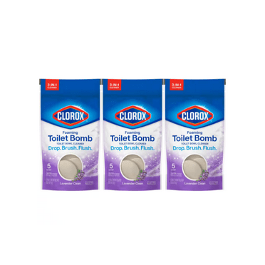 Clorox Foaming Toilet Bomb Toilet Bowl Cleaner 5 CT Lavender Clean (3-Pack)