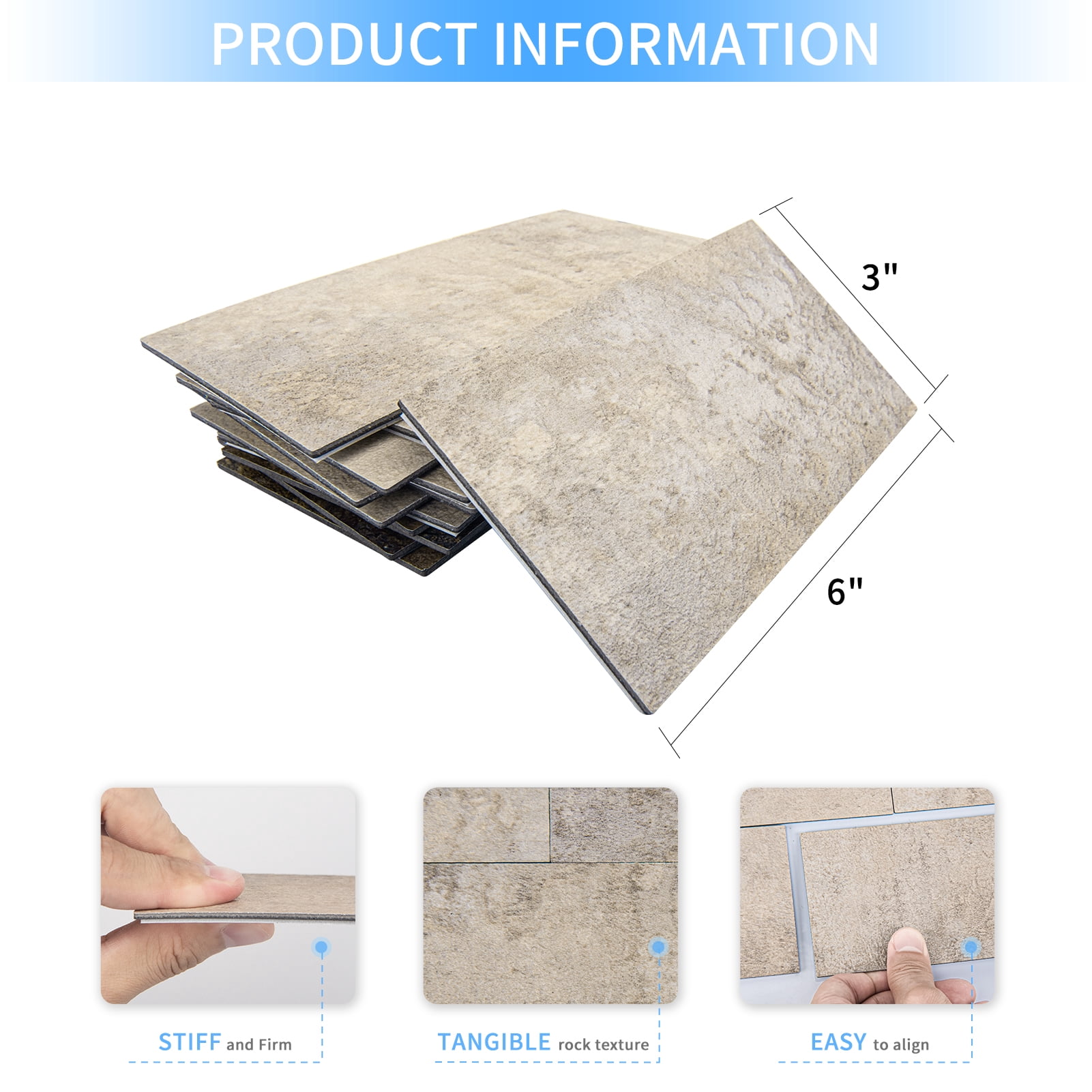 Art3d 102-Piece Peel and Stick Wall Tile for Kitchen Backsplash, Bathroom, Fireplace, 3in. x 6in. Stick on Subway Tile Stone Beige