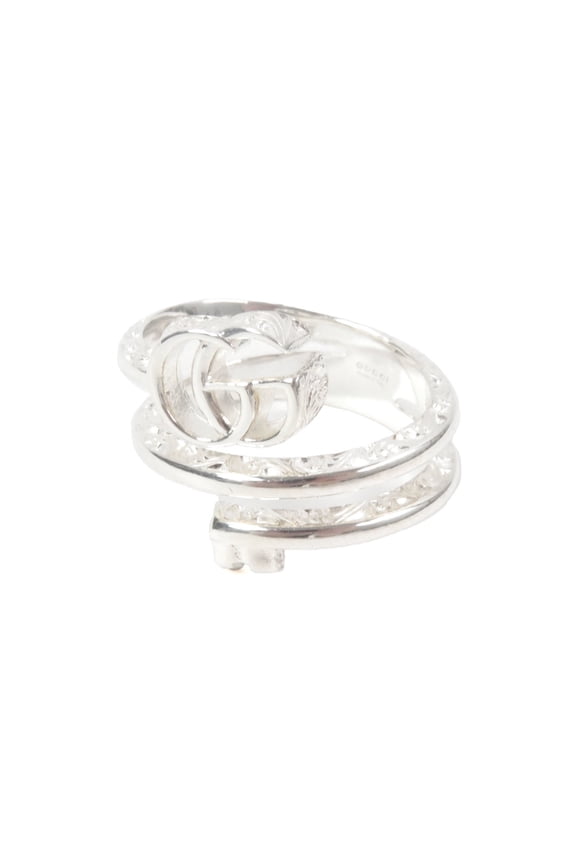Pre-Owned GUCCI 770719 Double G Key Motif Ring, AG925 Sterling Silver, 18k Gold, Made in Italy,...