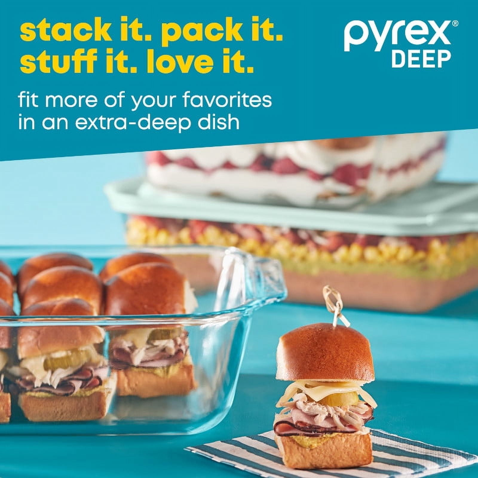 Pyrex Deep 9" x 13" Bakeware Dish with Sage Lid