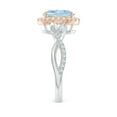 thumbnail image 3 of ANGARA Natural 1.5 ct Aquamarine Twisted Vine Ring with Diamond Halo in 14K White & Rose Gold for Women (Size-9x7mm) | March Birthstone, Anniversary, Jewelry Gift for Women | Natural Aquamarine Ring, 3 of 10