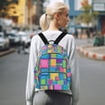 thumbnail image 7 of FORMRS Mini Backpack Purse for Women Quilted Travel Daypack Casual Shoulder Bag, Colorful Geometric Pattern, 7 of 7