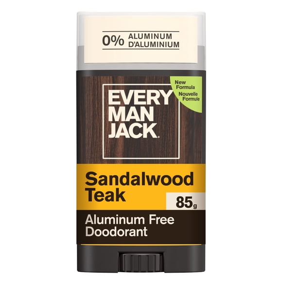 Every Man Jack Sandalwood Teak Aluminum-Free Deodorant for Men, Naturally Derived, 85g