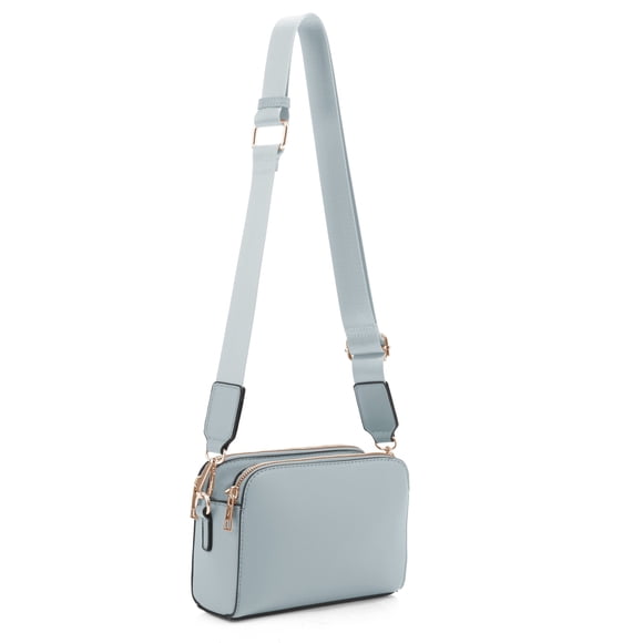 Bandolera EVVE con triple cremallera, cámara pequeña, piel vegana, menta