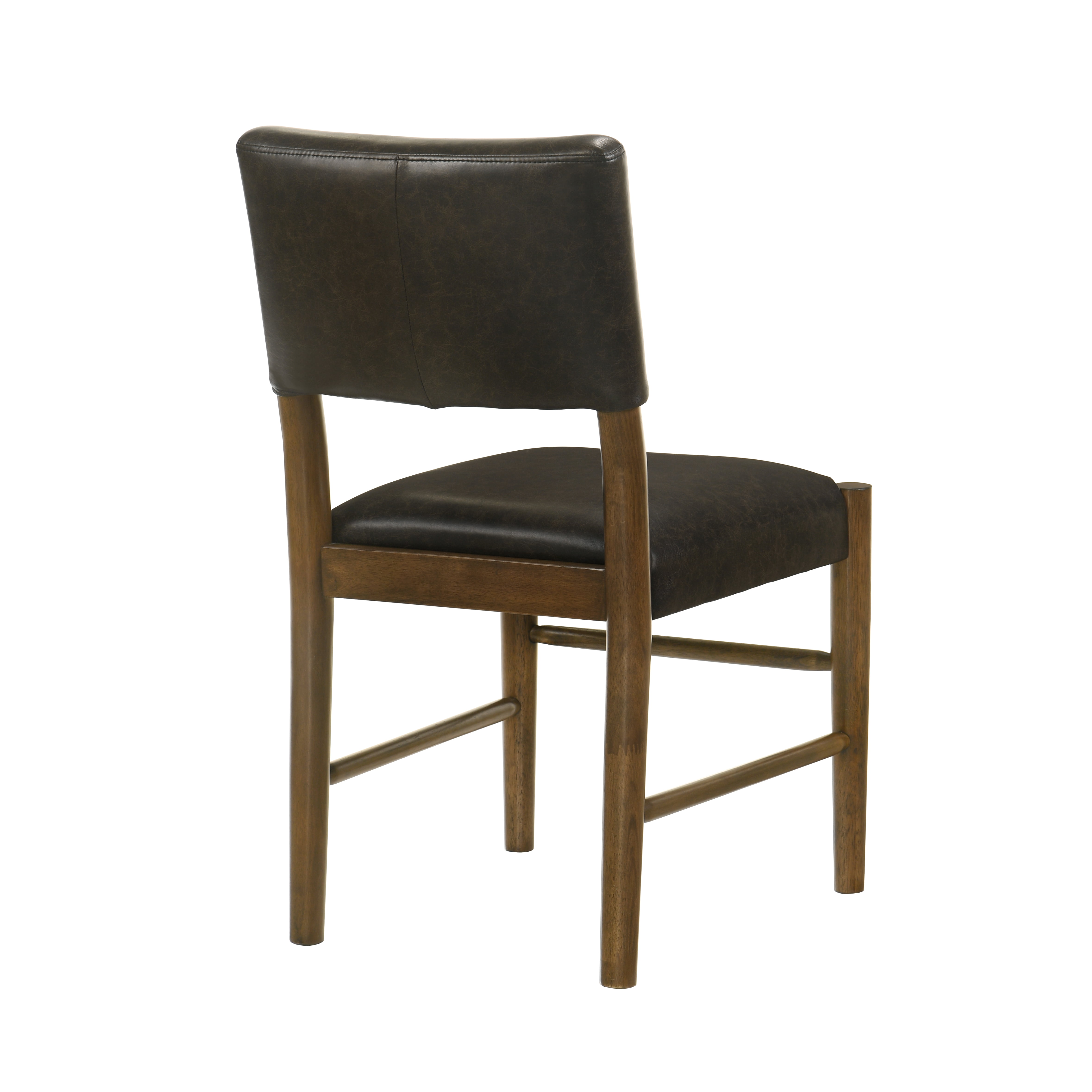 Bennet Modern Wood Dining Chair in Natural Finish with Black Faux Leather Upholstered Seat - Set of 2