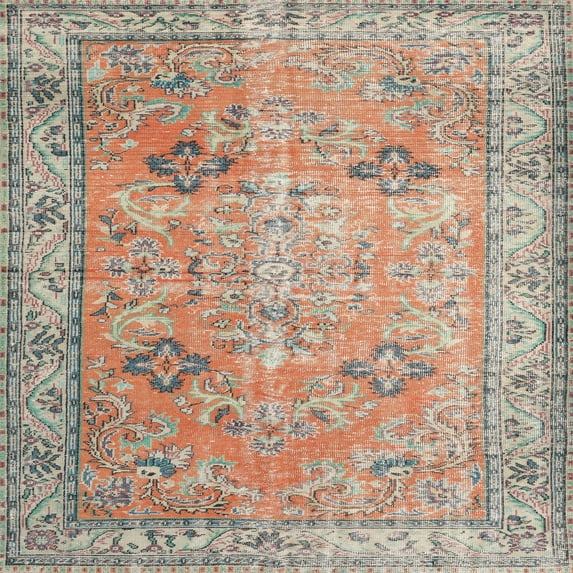 Ahgly Company Indoor Square Traditional Tan Brown Persian Area Rugs, 4' Square