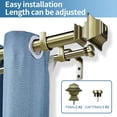 thumbnail image 2 of Urbanest Adjustable Double Curtain Rod Set Pila Flat Button Finials – 1″ Front & 5/8 Back Rod With Antique Brass Rod, 28–48 Inches, 2 of 6