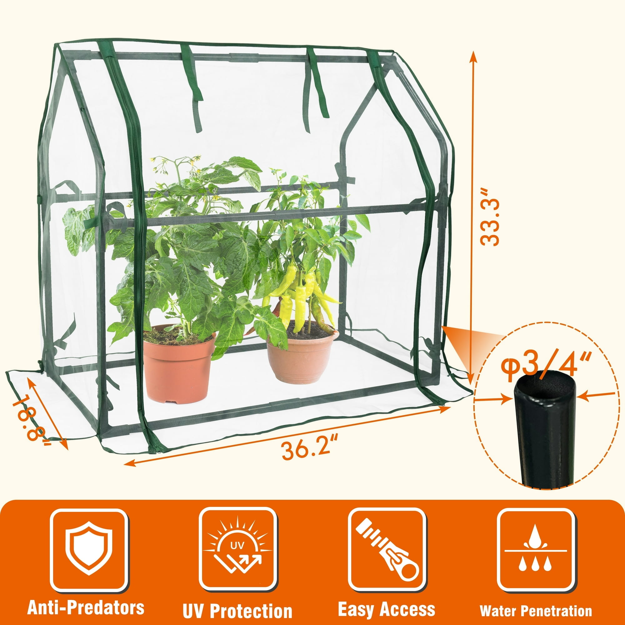 Gardzen Mini Greenhouse with Garden Netting Cover, Mesh Plant Protector for Plants 36.2"(L) x18.9(W) x33.3(H)