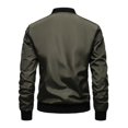 thumbnail image 4 of Daolelai Men's Baseball Jacket Solid Color Jacket Long Sleeve Collarless Coat, 4 of 5