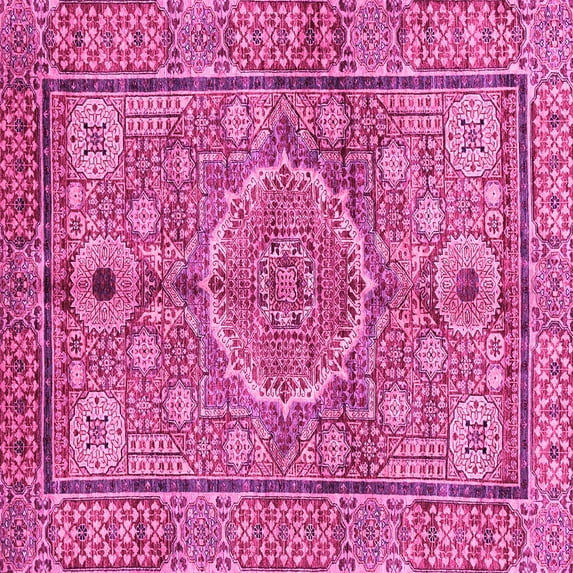 Ahgly Company Indoor Square Abstract Pink Modern Area Rugs, 5' Square