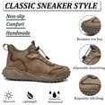 thumbnail image 2 of Men's Casual Genuine Leather Shoes Outdoor Lightweight Breathable Hand-Stitched Boots for Driving Walking Classic Shoes Yellow 7 US, 2 of 7
