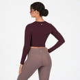 thumbnail image 4 of YITTY Active Women's UltraLuxe Long Sleeve Cropped Workout Top, Athleisure, 4-Way-Stretch, Dark Burgundy, 3X, 4 of 6