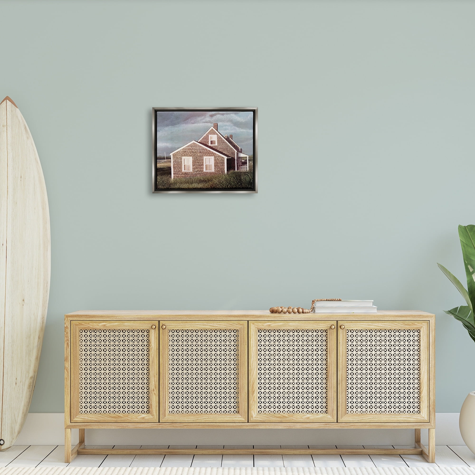 Stupell Industries Coastal Home Atmospheric Beachside Cloudy Sky Photograph Luster Gray Floating Framed Canvas Print Wall Art, Design by Tom Mielko