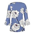 thumbnail image 5 of Pompotops Tunique Décontractée à Manches 3/4 Imprimée Florale Col en V pour Femmes Chemises Basiques d'Été Blouse Plissée Liquidation, 5 of 5