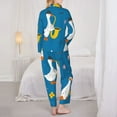 thumbnail image 5 of Kll Cartoon Goose Print Women'S Long Sleeve Pajamas With Pants Sleepwear Loungewear 2 Set-Small, 5 of 9
