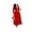 Red, variant on Women's V-Neck Waisted Pleated Seven-Part Sleeve Solid Color Belted Dress