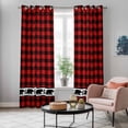 thumbnail image 5 of Red Black Plaid Kitchen Curtains 84 Inch Length, Country Vintage Bear Buffalo Gingham Grommet Top Bedroom Living Room Curtains, Light Filtering Cafe Curtain Drapes 2 Panels Set 84''x84'', 5 of 9