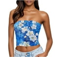 thumbnail image 2 of Zedker Women's Floral Tube Tops Ruffled Strapless Bandeau Sleeveless Loose Holiday Style Multicolor Plus XL, 2 of 7