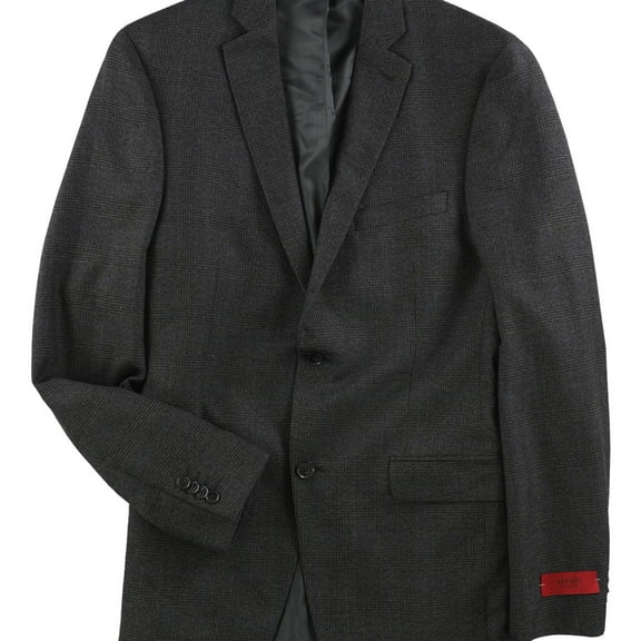 Alfani Mens Plaid Sport Coat, Grey, 40 Long