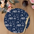 thumbnail image 3 of Navy Blue Nautical Round 15 Inch Placemats Set of 6, Summer Coastal Ocean Beach Coconut Trees HeatResistant Non Slip Place Mats for Dining Table, Wipeable Braided Kitchen Table Mats for Housewarming, 3 of 9