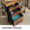 thumbnail image 6 of GALAXHERO 3 Drawer File Cabinet, Rolling Fabric Lateral Filing Cabinet with Storage & Side Shelf for Home Office, Rustic Brown, 6 of 8