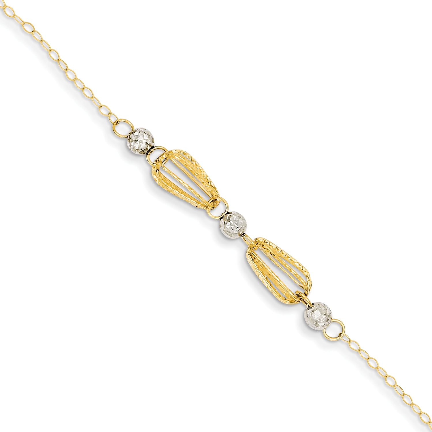 Jewelry Adviser Bracelets Sterling Silver Polished Flower w//1in ext Anklet Length 9