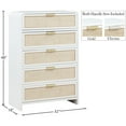 thumbnail image 3 of Meridian Furniture Sage White Chest with Natural Cane Drawer Front, 3 of 12