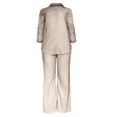 thumbnail image 4 of Baqcunre Wide Leg Pants For Women Women'S Fashion Cropped Sleeve Shirt Loose Pants Two Piece Set Workout Sets For Women Pants For Women Beige L, 4 of 4