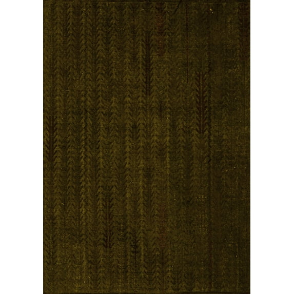 Ahgly Company Machine Washable Indoor Rectangle Abstract Yellow Modern Area Rugs, 8' x 10'