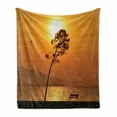 thumbnail image 1 of Tree Soft Flannel Fleece Throw Blanket, Lonely Sunset Tree by the Sea Sun Disappears and Day Fades down Twilight Concept Print, Cozy Plush for Indoor and Outdoor Use, 50" x 70", Orange, by Ambesonne, 1 of 6