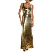 Halston womens Zahra Gown, 2, Gold