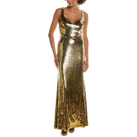 Halston womens Zahra Gown, 2, Gold