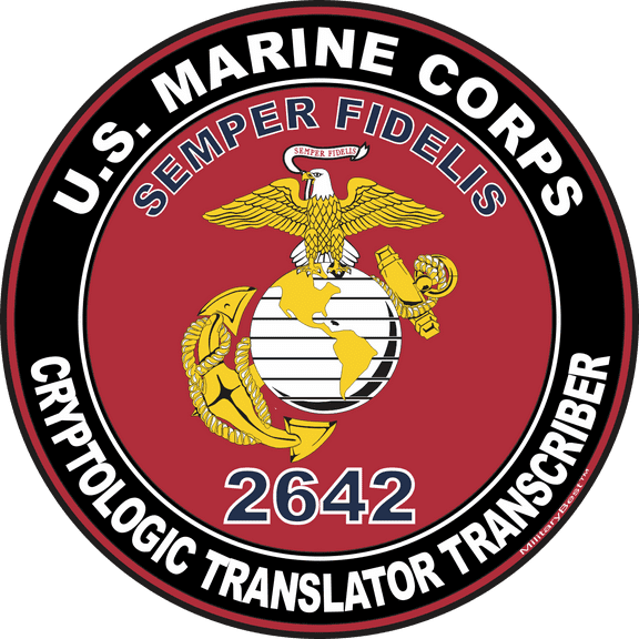 U.S.M.C. MOS 2642 Cryptologic Translator Transcriber Decal 3.8" - Red