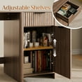 thumbnail image 5 of 60" Fluted Executive Desk with Storage Modern Home Office Desk with Charging Station Wood Work Desk for Office, Bedroom, Study, Living Room, Walnut, 5 of 7