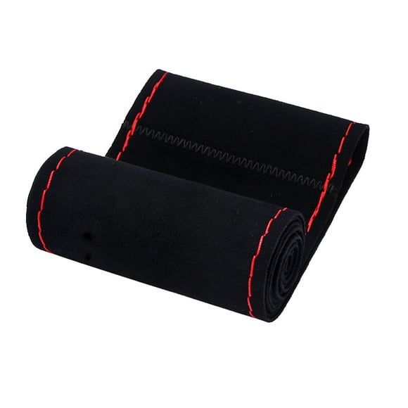 Sidaley Fundas para volante de coche gamuza única transpirable diámetro 38cm Protector funda protectora Universal accesorios para camiones Automoción decorativa y accesorios Línea negra/negra Sidaley VI008701-02