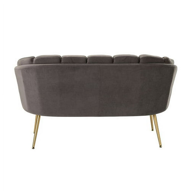 Velvet Small Loveseat Sofa, Upholstered Mini Couch with 2 Soft Pillows,  Modern 2-Seat Sofa Couch with Woven Back and Gold Metal Legs, Comfy Love  Seat