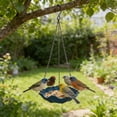 thumbnail image 5 of Wavy Edge Hanging Bird Feeder, 15.7" Tall Plastic Tray Feeder with Chains, 3-Color Option for Backyard Birds, 5 of 6