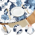 thumbnail image 4 of 44in Round Tablecloth with Elastic Edge, Waterproof Fitted Table Cover for 36-44" Tables, Boho Theme Polyester Reusable Table Cloths Wipe Clean for Picnic, Dining, Outdoor Use and Party Decor, 4 of 7